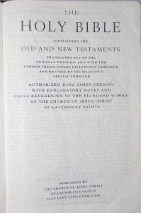 Bible, title page The Bible, King James Version, used by members of The Church of Jesus Christ of Latter-day Saints (Mormons, LDS)