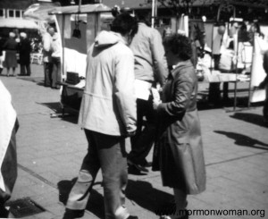 Mormon woman; Mormon Missionary Street Contact Mormon Missionary Street Contact