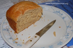 LDS woman uses food storage to make homemade bread for friend