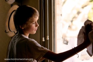 Mormon Women: Son doing Chores
