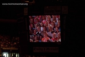 Watching the instant choir at BYU Women's Conference