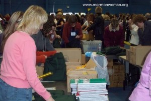Mormon women doing service projects at BYU Women's Conference