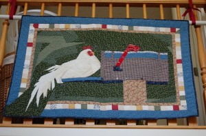 LDS woman quilt hanging in home