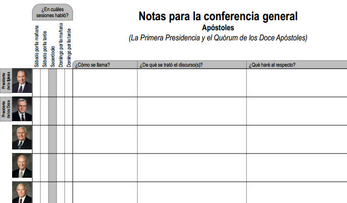 Hoja para tomar notas - la conference general SUD