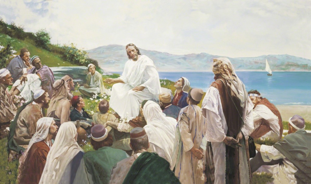 Jesus Christ teaching the people Sermon on the Mount
